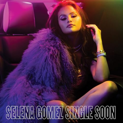 Selena Gomez album cover, featuring her in a car with purple lighting.