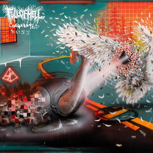 Album cover: distorted swan with wings of feathers and digital effects.