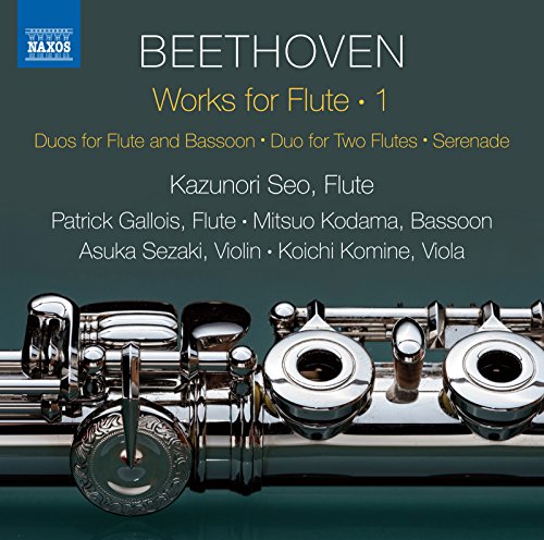 CD cover for Beethoven’s flute works featuring silver flute keys.