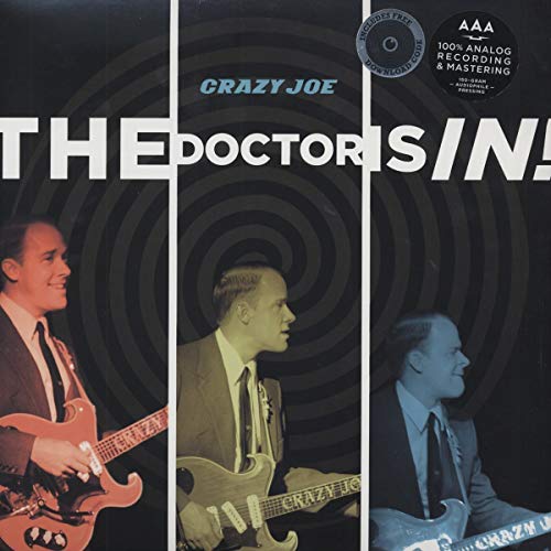 Vinyl record cover for “Crazy Joe - Doctor Is In” featuring three musicians.