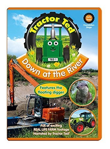Tractor Ted" DVD cover with a green tractor, digger, and riverbank scene.