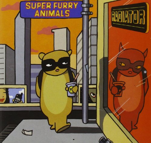 “Radiator” CD cover: two masked bear figures in a city street scene.