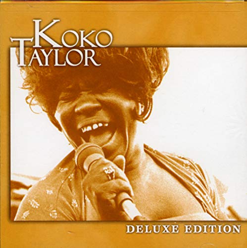 Sepia-toned CD cover featuring Koko Taylor singing into a microphone.