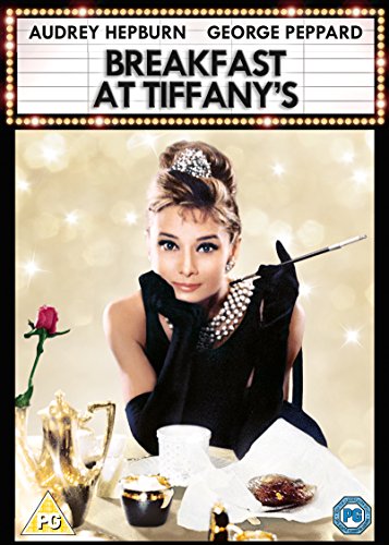 Audrey Hepburn in “Breakfast at Tiffany’s” DVD cover, with a pearl necklace.