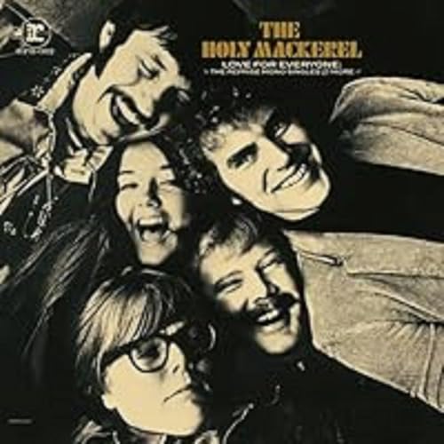 Vintage album cover featuring four smiling people in sepia tones.