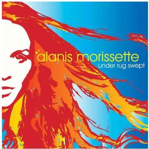 Album cover for Alanis Morissette’s “Under Rug Swept” with red and blue tones.