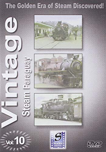 DVD cover featuring vintage steam locomotives in Paraguay, Vol. 10.