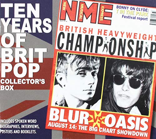 CD cover featuring Blur and Oasis with a Union Jack background.