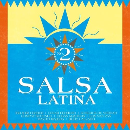 CD cover for "Salsa Latina Vol. 2" with sunburst and text.