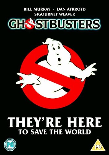 Ghostbusters DVD cover featuring a cartoon ghost in a red "no" symbol.