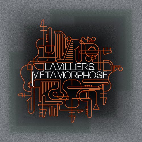 Vinyl record cover: abstract orange lines on a dark gray background.