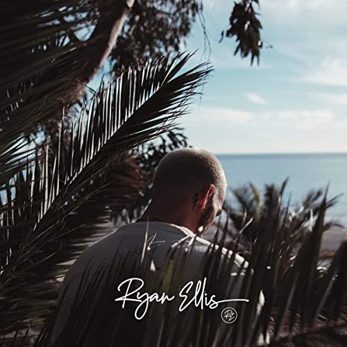 CD cover featuring a man looking at the ocean framed by palm leaves.