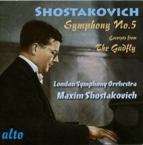 CD cover featuring portrait of Maxim Shostakovich and text: Shostakovich Symphony No. 5.