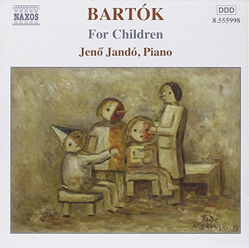 CD cover: Painting of stylized children with a piano, titled "For Children".