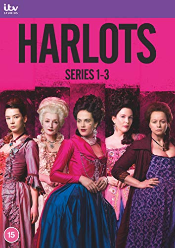 DVD cover featuring five women in 18th-century period costumes against a bright pink background.