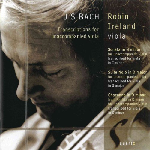 CD cover featuring a close-up of a violist and text listing Bach transcriptions.
