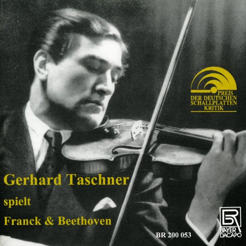 Black and white CD cover featuring violinist Gerhard Taschner playing.