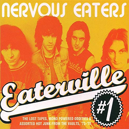 Album cover for The Nervous Eaters’ “Eaterville Vol. 1” featuring band portrait.