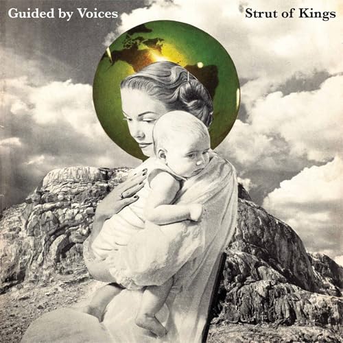 Album cover: woman and baby with a green circle and cloudy sky.