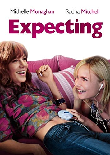 DVD cover for "Expecting" featuring two smiling women and a baby ultrasound.
