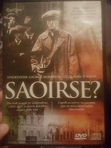 Blu-ray cover for "Saoirse?", depicting men in hats and fiery imagery.