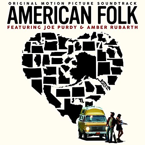 Album cover for American Folk soundtrack featuring a heart-shaped map and a yellow van.