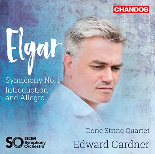 CD cover featuring portrait of Edward Gardner and text “Elgar”.