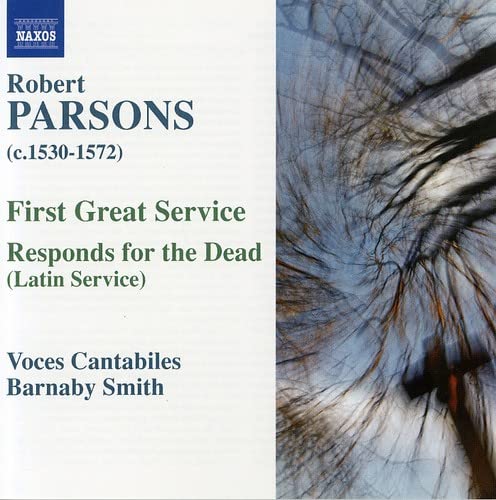 CD cover for Robert Parsons choral music, featuring blurred feather imagery.