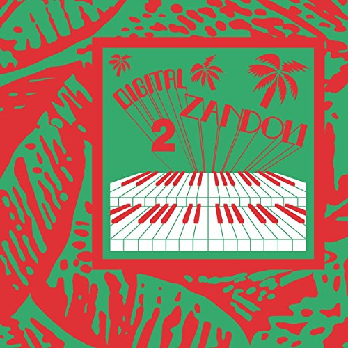 CD cover: red and green tropical design with a piano keyboard.