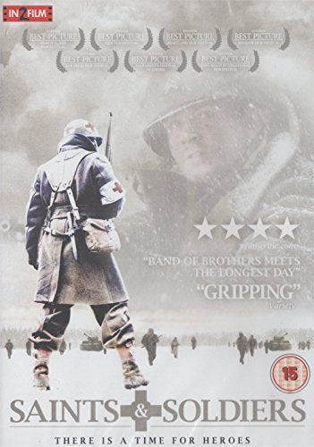 DVD cover for “Saints & Soldiers” depicting World War I soldiers in snow.