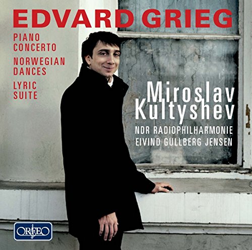 CD cover featuring pianist Miroslav Kultyshev and composer Edvard Grieg’s name.