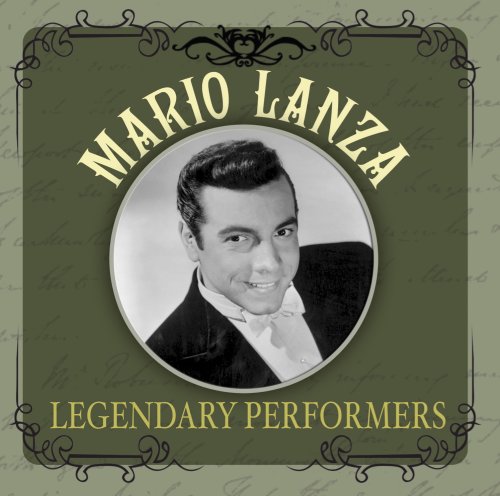 Black and white portrait of Mario Lanza on a green CD cover.