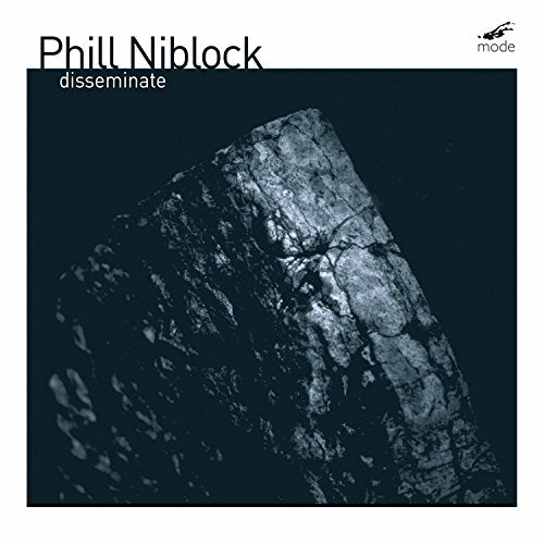 CD cover for Phill Niblock’s “Disseminate” featuring a dark, rocky image.