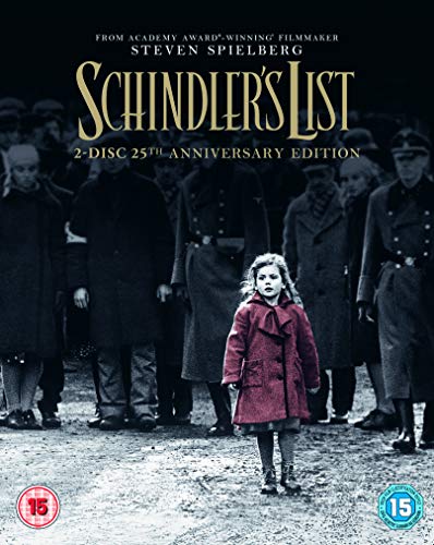 Schindler's List" Blu-ray cover featuring a girl in red amidst a crowd.