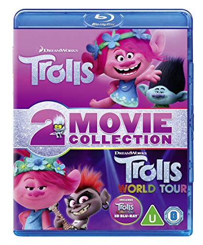Trolls 1 and 2 movie collection Blu-ray case featuring characters from both films.