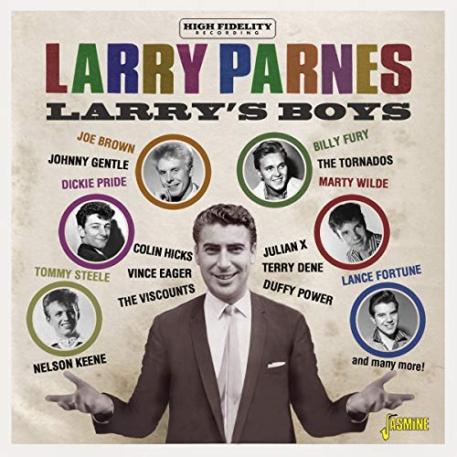 CD cover for “Larry’s Boys” featuring portraits of musicians and Larry Parnes.