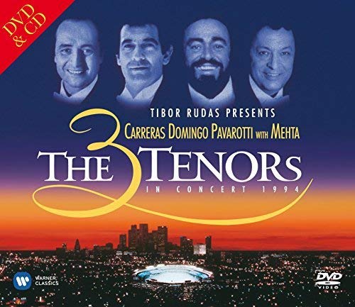 DVD cover featuring portraits of Luciano Pavarotti, Plácido Domingo, and José Carreras.