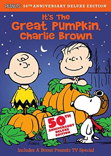 “It’s The Great Pumpkin, Charlie Brown” DVD cover with characters and pumpkins.