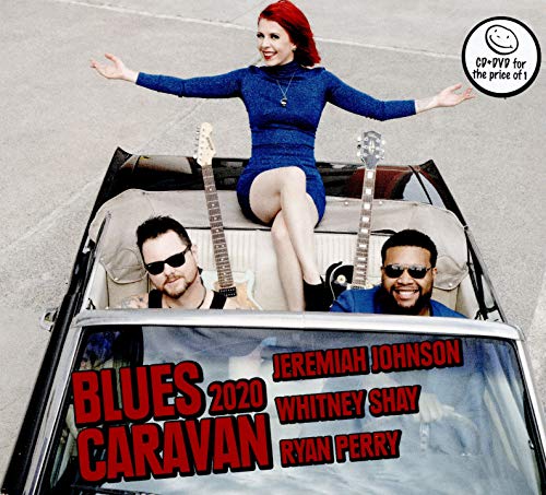 Blues Caravan 2020 CD cover featuring musicians in a classic car.