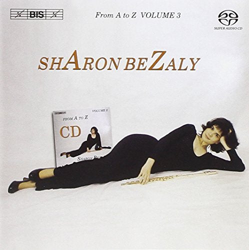 CD cover featuring flutist Sharon Bezaly in a black dress, holding a flute.