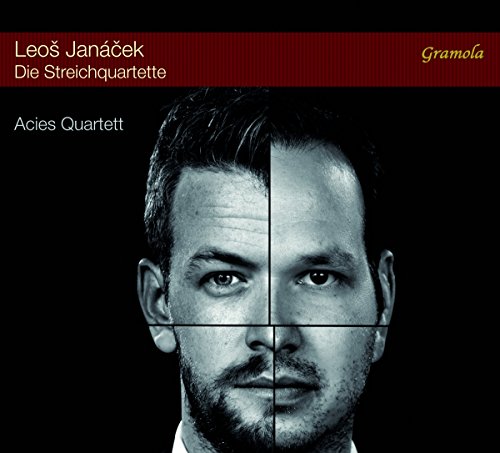 CD cover: split portrait of a man, text “Leoš Janáček” and “Acies Quartett”.