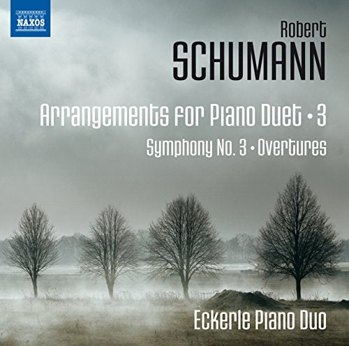 CD cover for Schumann piano duets featuring a misty, wintry landscape.