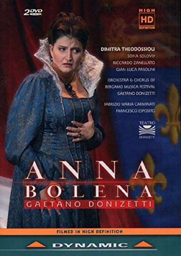 DVD cover for Donizetti’s “Anna Bolena” opera featuring Dimitra Theodossiou.