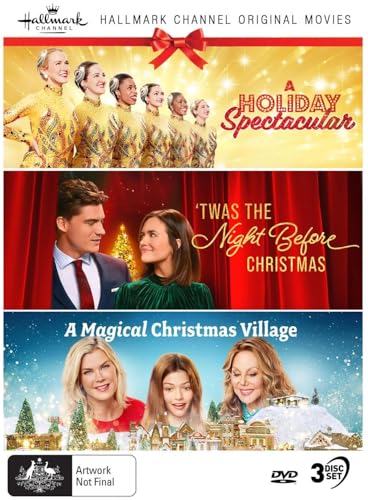 Hallmark Christmas DVD set with three movie covers featuring actors.