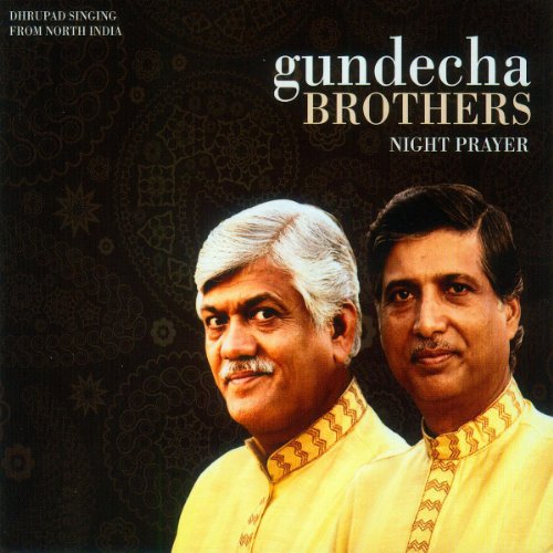 CD cover featuring two Indian men, Gundecha Brothers, with ornate background.