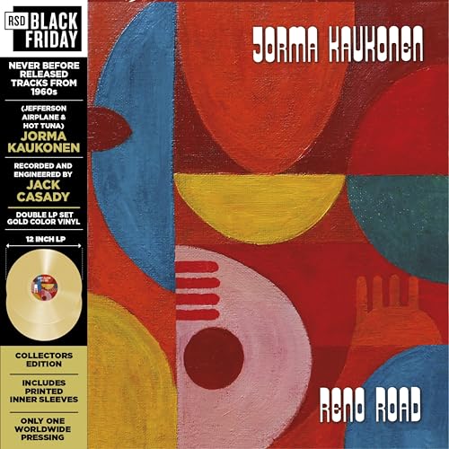 Album cover for “Reno Road” by Jorma Kaukonen & Jack Casady, gold vinyl.