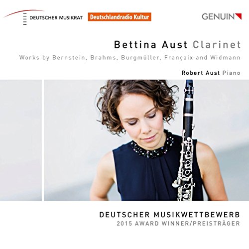 CD cover featuring Bettina Aust with a clarinet and pianist Robert Aust.