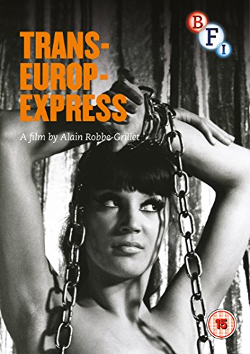 Black and white DVD cover featuring a woman with a chain.