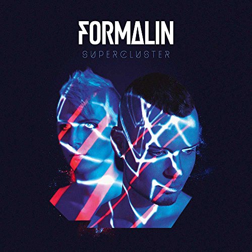 CD cover for Formalin’s “Supercluster” featuring two faces with glitch effects.