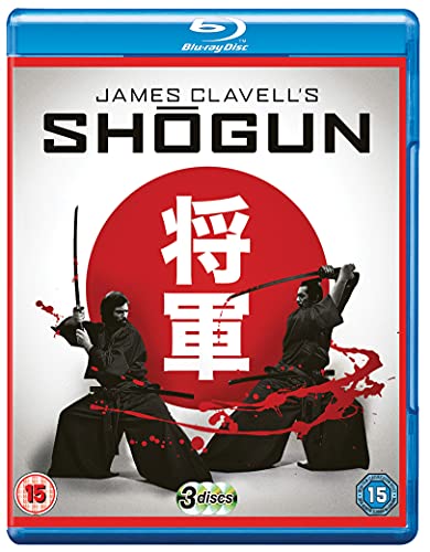 Blu-ray cover art for Shogun featuring two samurai with swords against a red circle.
